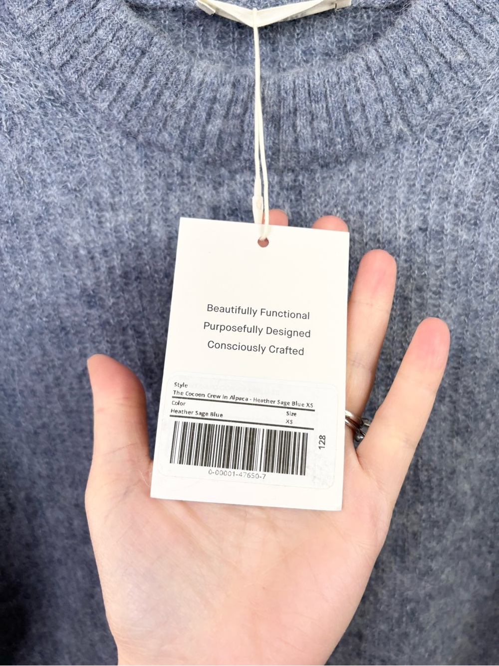 Everlane the cocoon alpaca heather sage blue size XS new - Picture 6 of 9